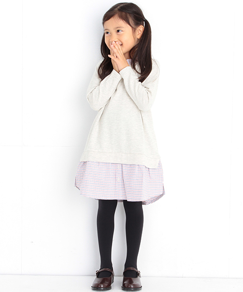 B:MING by BEAMS（ビーミングバイビームス）の「ビーミング by ビームス / カット×布帛ワンピース（ワンピース・キッズ・ナチュラル/ネイビー・110/100/120/130/90/80）」の2枚目の写真