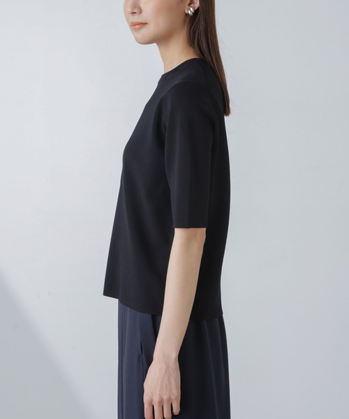 NANO universe（ナノユニバース）の「【追加生産】洗濯機可UVカット接触冷感半袖ニット（ニット/セーター・レディース・ホワイト/ライム/ブラック・FREE）」の19枚目の写真