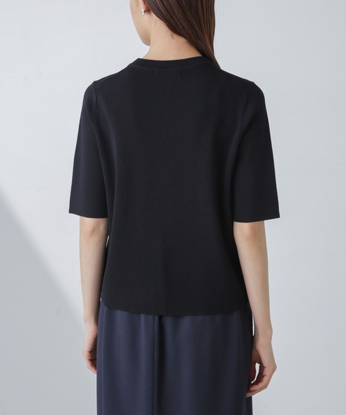 NANO universe（ナノユニバース）の「【追加生産】洗濯機可UVカット接触冷感半袖ニット（ニット/セーター・レディース・ホワイト/ライム/ブラック・FREE）」の9枚目の写真