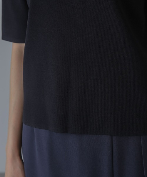 NANO universe（ナノユニバース）の「【追加生産】洗濯機可UVカット接触冷感半袖ニット（ニット/セーター・レディース・ホワイト/ライム/ブラック・FREE）」の12枚目の写真