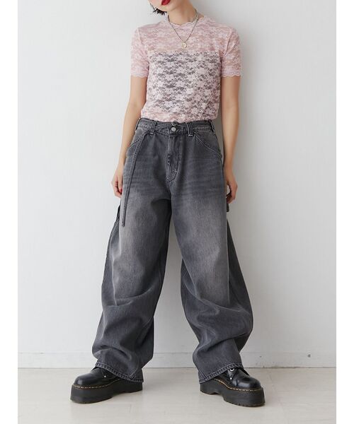 jouetie(ジュエティ)の「レースフィットTシャツ(Tシャツ/カットソー・レディース・ブラック/オフホワイト/ピンク/ブルー・MEDIUM/LARGE)」の5枚目の写真