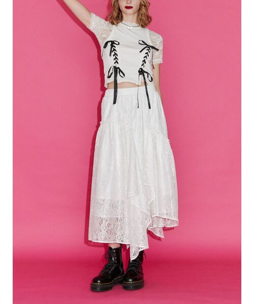 jouetie(ジュエティ)の「レースフィットTシャツ(Tシャツ/カットソー・レディース・ブラック/オフホワイト/ピンク/ブルー・MEDIUM/LARGE)」の7枚目の写真