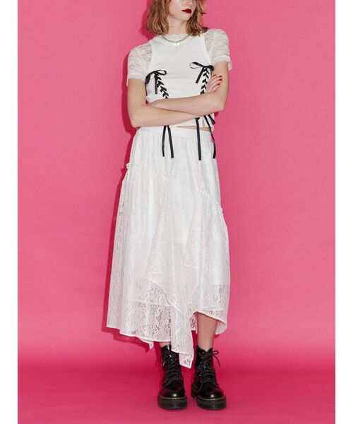 jouetie(ジュエティ)の「レースフィットTシャツ(Tシャツ/カットソー・レディース・ブラック/オフホワイト/ピンク/ブルー・MEDIUM/LARGE)」の8枚目の写真