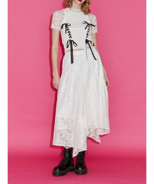 jouetie(ジュエティ)の「レースフィットTシャツ(Tシャツ/カットソー・レディース・ブラック/オフホワイト/ピンク/ブルー・MEDIUM/LARGE)」の9枚目の写真