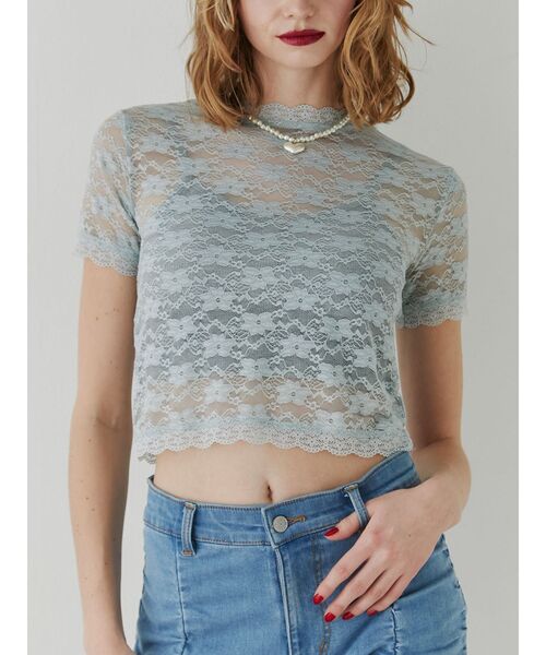 jouetie(ジュエティ)の「レースフィットTシャツ(Tシャツ/カットソー・レディース・ブラック/オフホワイト/ピンク/ブルー・MEDIUM/LARGE)」の10枚目の写真