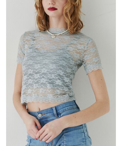 jouetie(ジュエティ)の「レースフィットTシャツ(Tシャツ/カットソー・レディース・ブラック/オフホワイト/ピンク/ブルー・MEDIUM/LARGE)」の11枚目の写真