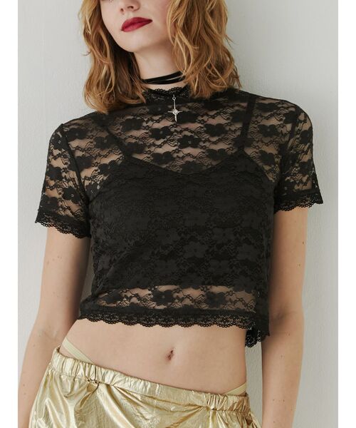 jouetie(ジュエティ)の「レースフィットTシャツ(Tシャツ/カットソー・レディース・ブラック/オフホワイト/ピンク/ブルー・MEDIUM/LARGE)」の18枚目の写真