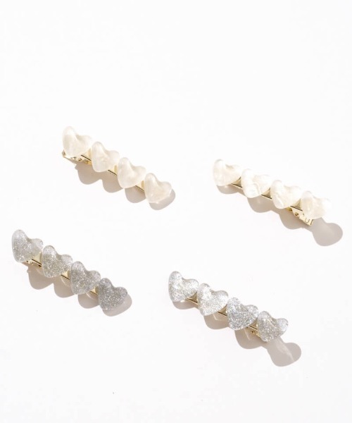 flower(フラワー)の「ジェリーハートクリップ(バレッタ/ヘアクリップ・レディース・ホワイト/シルバー/グレイッシュブルー・A/B)」の4枚目の写真