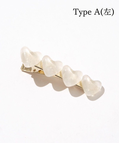 flower(フラワー)の「ジェリーハートクリップ(バレッタ/ヘアクリップ・レディース・ホワイト/シルバー/グレイッシュブルー・A/B)」の7枚目の写真