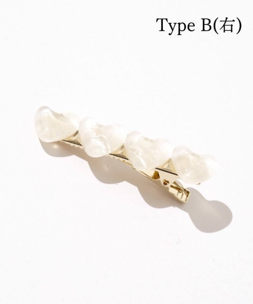 flower(フラワー)の「ジェリーハートクリップ(バレッタ/ヘアクリップ・レディース・ホワイト/シルバー/グレイッシュブルー・A/B)」の9枚目の写真