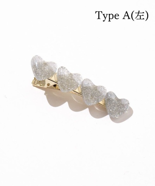 flower(フラワー)の「ジェリーハートクリップ(バレッタ/ヘアクリップ・レディース・ホワイト/シルバー/グレイッシュブルー・A/B)」の12枚目の写真