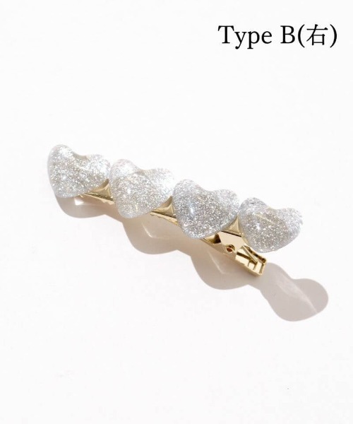 flower(フラワー)の「ジェリーハートクリップ(バレッタ/ヘアクリップ・レディース・ホワイト/シルバー/グレイッシュブルー・A/B)」の14枚目の写真