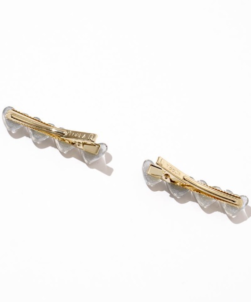 flower(フラワー)の「ジェリーハートクリップ(バレッタ/ヘアクリップ・レディース・ホワイト/シルバー/グレイッシュブルー・A/B)」の16枚目の写真