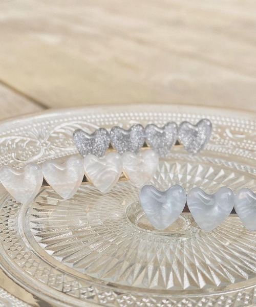 flower(フラワー)の「ジェリーハートクリップ(バレッタ/ヘアクリップ・レディース・ホワイト/シルバー/グレイッシュブルー・A/B)」の21枚目の写真