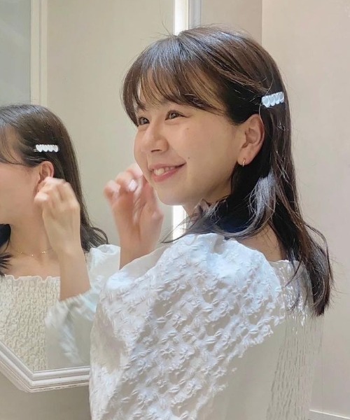 flower(フラワー)の「ジェリーハートクリップ(バレッタ/ヘアクリップ・レディース・ホワイト/シルバー/グレイッシュブルー・A/B)」の20枚目の写真