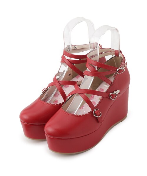 cs T&P(シーエスティーアンドピー)の「厚底クロスストラップウエッジパンプス 24SS(パンプス・レディース・ホワイト/ブラック系1/ブラック/レッド系1・S/M/L/LL)」の7枚目の写真