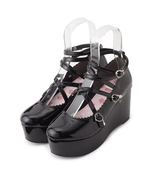 cs T&P(シーエスティーアンドピー)の「厚底クロスストラップウエッジパンプス 24SS(パンプス・レディース・ホワイト/ブラック系1/ブラック/レッド系1・S/M/L/LL)」の6枚目の写真