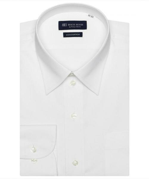 透け防止 形態安定ノーアイロン レギュラー 長袖ビジネスワイシャツ 白無地 フォーマル（ビジネスシャツ）｜TOKYO SHIRTS（トウキョウシャツ）