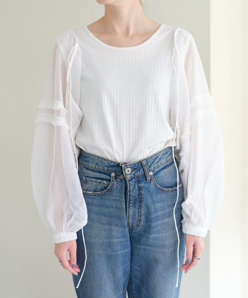 CIAOPANIC TYPY（チャオパニックティピー）の「【india】ネットレースシャーリング袖ボリュームボレロ（シャツ/ブラウス・レディース・ホワイト/ブラック・ONE SIZE）」の22枚目の写真