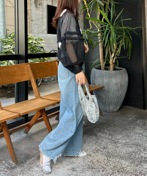 CIAOPANIC TYPY（チャオパニックティピー）の「【india】ネットレースシャーリング袖ボリュームボレロ（シャツ/ブラウス・レディース・ホワイト/ブラック・ONE SIZE）」の21枚目の写真