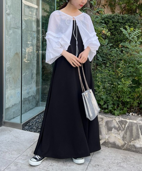 CIAOPANIC TYPY（チャオパニックティピー）の「【india】ネットレースシャーリング袖ボリュームボレロ（シャツ/ブラウス・レディース・ホワイト/ブラック・ONE SIZE）」の9枚目の写真