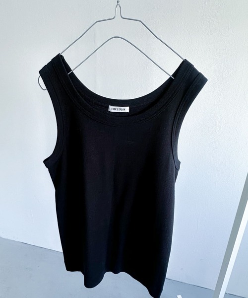 FORK&SPOON（フォークアンドスプーン）の「FORK&SPOON　フライスタンクトップ（タンクトップ・レディース・グレー/オフホワイト/ブラック・1）」の2枚目の写真