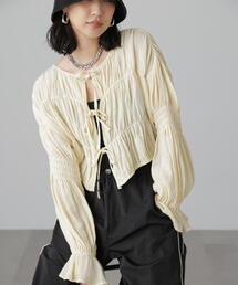 FREE'S MART | ◇シアーギャザー前開き短丈ブラウス(カーディガン/ボレロ)