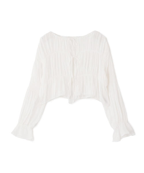 FREE'S MART(フリーズマート)の「◇シアーギャザー前開き短丈ブラウス(カーディガン/ボレロ・レディース・オレンジ/ライトグリーン/ホワイト/イエロー/ブラック・FREE)」の21枚目の写真