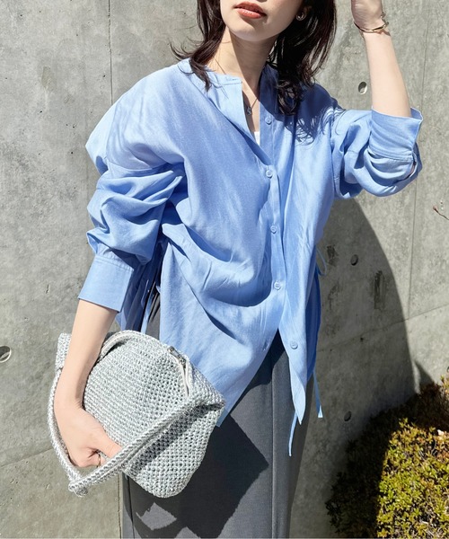 ブラウス シャツ バンドカラーサイドドロストシャツ レディース CRAFT STANDARD BOUTIQUE ブラウス シャツ バンドカラーサイド