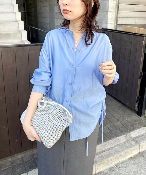 ブラウス シャツ バンドカラーサイドドロストシャツ レディース CRAFT STANDARD BOUTIQUE ブラウス シャツ バンドカラーサイド