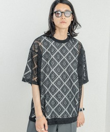 メッシュジャガード/プルオーバークルーネックTシャツ