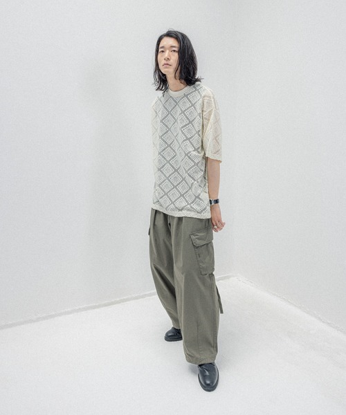 RAGEBLUE(レイジブルー)の「メッシュジャガード/プルオーバークルーネックTシャツ(Tシャツ/カットソー・メンズ・ブラック/ホワイト/ブラウン・MEDIUM/LARGE)」の5枚目の写真
