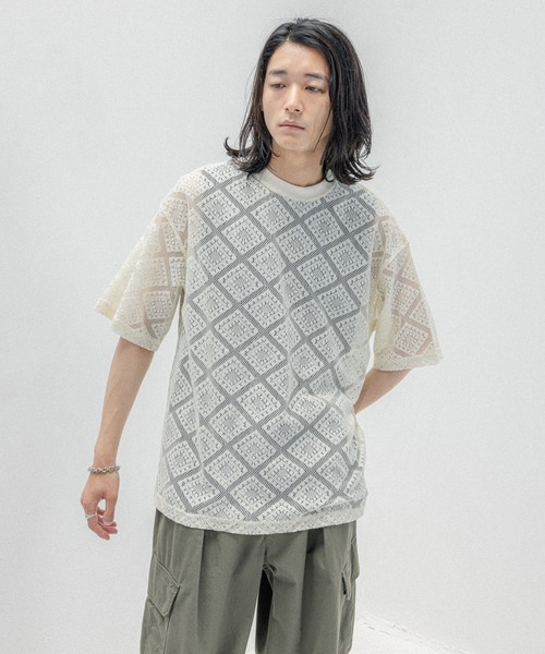RAGEBLUE(レイジブルー)の「メッシュジャガード/プルオーバークルーネックTシャツ(Tシャツ/カットソー・メンズ・ブラック/ホワイト/ブラウン・MEDIUM/LARGE)」の8枚目の写真