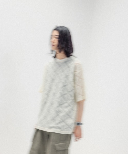 RAGEBLUE(レイジブルー)の「メッシュジャガード/プルオーバークルーネックTシャツ(Tシャツ/カットソー・メンズ・ブラック/ホワイト/ブラウン・MEDIUM/LARGE)」の14枚目の写真