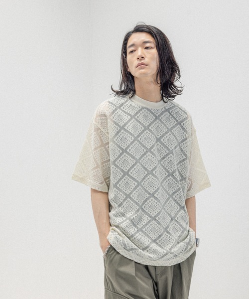 RAGEBLUE(レイジブルー)の「メッシュジャガード/プルオーバークルーネックTシャツ(Tシャツ/カットソー・メンズ・ブラック/ホワイト/ブラウン・MEDIUM/LARGE)」の6枚目の写真