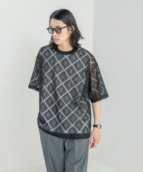 RAGEBLUE(レイジブルー)の「メッシュジャガード/プルオーバークルーネックTシャツ(Tシャツ/カットソー・メンズ・ブラック/ホワイト/ブラウン・MEDIUM/LARGE)」の18枚目の写真