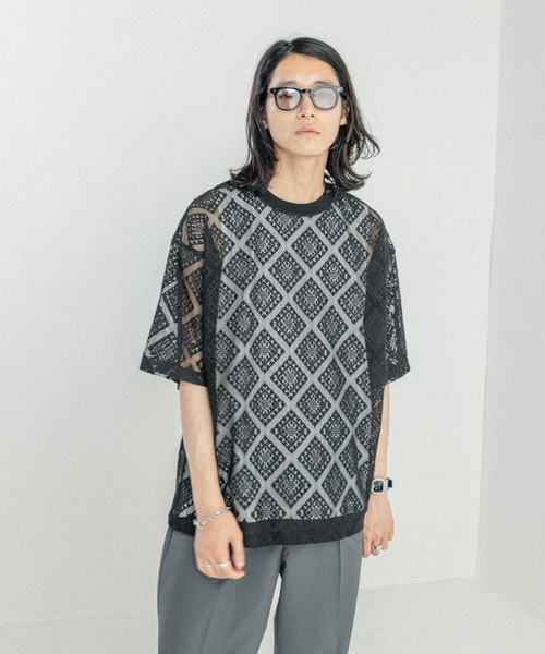 RAGEBLUE(レイジブルー)の「メッシュジャガード/プルオーバークルーネックTシャツ(Tシャツ/カットソー・メンズ・ブラック/ホワイト/ブラウン・MEDIUM/LARGE)」の19枚目の写真