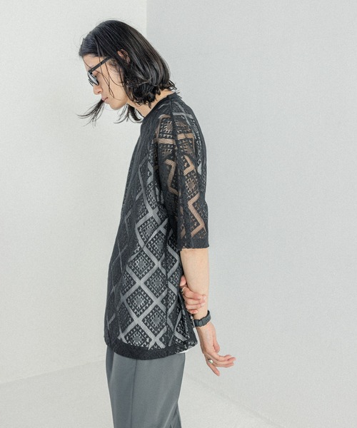 RAGEBLUE(レイジブルー)の「メッシュジャガード/プルオーバークルーネックTシャツ(Tシャツ/カットソー・メンズ・ブラック/ホワイト/ブラウン・MEDIUM/LARGE)」の20枚目の写真