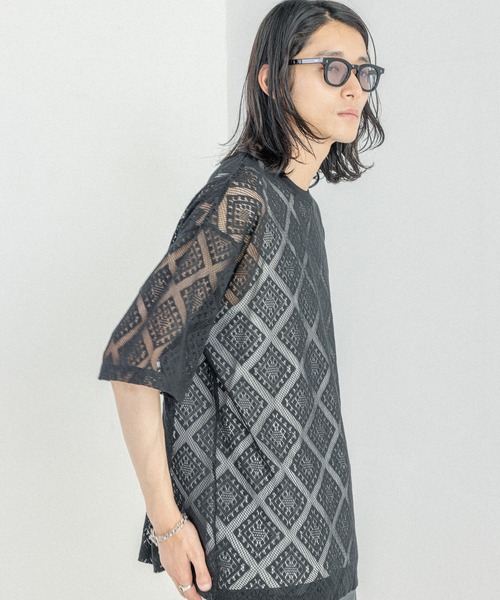 RAGEBLUE(レイジブルー)の「メッシュジャガード/プルオーバークルーネックTシャツ(Tシャツ/カットソー・メンズ・ブラック/ホワイト/ブラウン・MEDIUM/LARGE)」の22枚目の写真