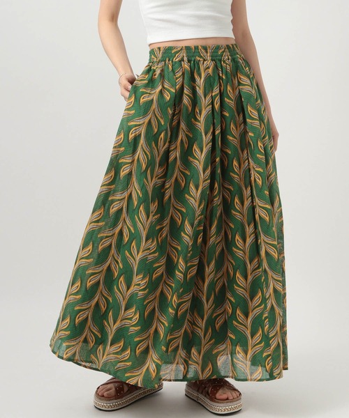 BAYFLOW(ベイフロー)の「バティック風プリントスカート(スカート・レディース・ダークブラウン/グリーン/オレンジ・FREE)」の6枚目の写真