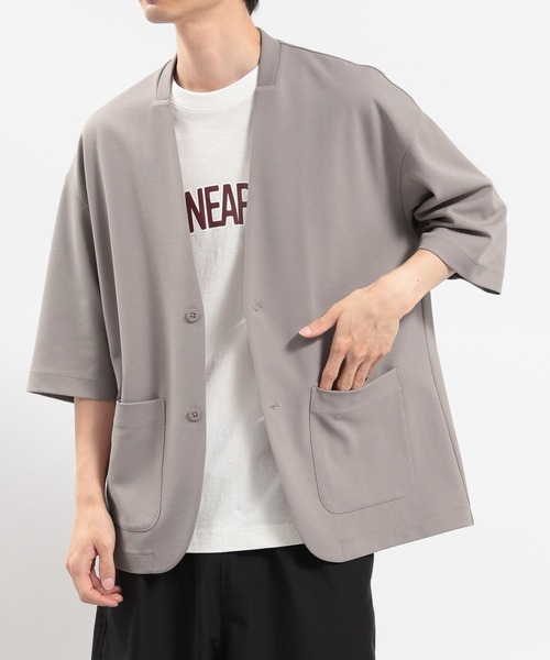 GLOBAL WORK Smile Seed Store(グローバルワーク スマイルシードストア)の「ジョーゼットカーディガン5分袖/180996(カーディガン/ボレロ・メンズ・ネイビー/ブラック/グレイッシュベージュ・SMALL/MEDIUM/LARGE)」の3枚目の写真