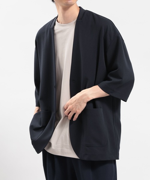 GLOBAL WORK Smile Seed Store(グローバルワーク スマイルシードストア)の「ジョーゼットカーディガン5分袖/180996(カーディガン/ボレロ・メンズ・ネイビー/ブラック/グレイッシュベージュ・SMALL/MEDIUM/LARGE)」の1枚目の写真