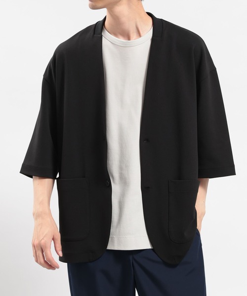 GLOBAL WORK Smile Seed Store(グローバルワーク スマイルシードストア)の「ジョーゼットカーディガン5分袖/180996(カーディガン/ボレロ・メンズ・ネイビー/ブラック/グレイッシュベージュ・SMALL/MEDIUM/LARGE)」の2枚目の写真