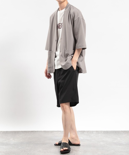 GLOBAL WORK Smile Seed Store(グローバルワーク スマイルシードストア)の「ジョーゼットカーディガン5分袖/180996(カーディガン/ボレロ・メンズ・ネイビー/ブラック/グレイッシュベージュ・SMALL/MEDIUM/LARGE)」の4枚目の写真