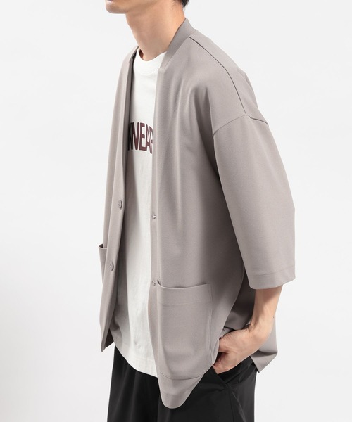 GLOBAL WORK Smile Seed Store(グローバルワーク スマイルシードストア)の「ジョーゼットカーディガン5分袖/180996(カーディガン/ボレロ・メンズ・ネイビー/ブラック/グレイッシュベージュ・SMALL/MEDIUM/LARGE)」の6枚目の写真