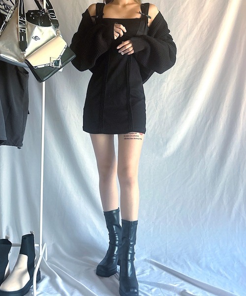 Chick(チック)の「Ribbon Mini Camisole Dress / リボンミニキャミワンピース(ワンピース・レディース・ホワイト/ブラック・FREE)」の1枚目の写真