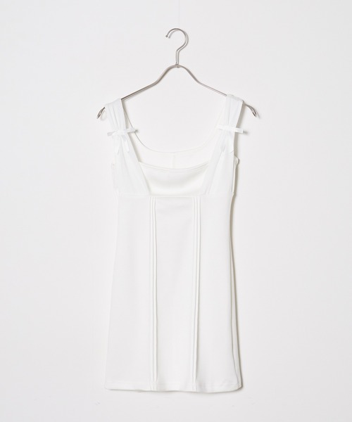 Chick(チック)の「Ribbon Mini Camisole Dress / リボンミニキャミワンピース(ワンピース・レディース・ホワイト/ブラック・FREE)」の9枚目の写真