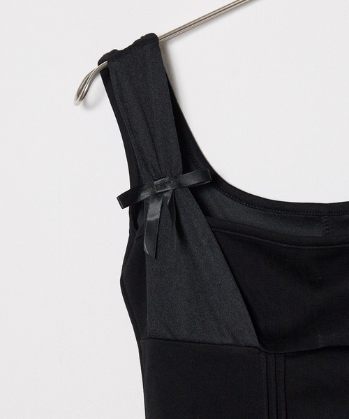 Chick(チック)の「Ribbon Mini Camisole Dress / リボンミニキャミワンピース(ワンピース・レディース・ホワイト/ブラック・FREE)」の5枚目の写真