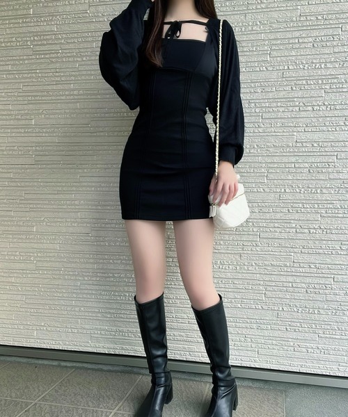 Chick(チック)の「Ribbon Mini Camisole Dress / リボンミニキャミワンピース(ワンピース・レディース・ホワイト/ブラック・FREE)」の17枚目の写真