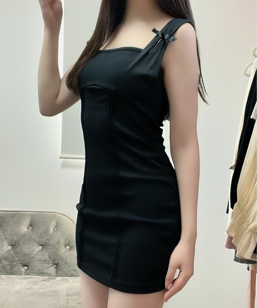 Chick(チック)の「Ribbon Mini Camisole Dress / リボンミニキャミワンピース(ワンピース・レディース・ホワイト/ブラック・FREE)」の16枚目の写真